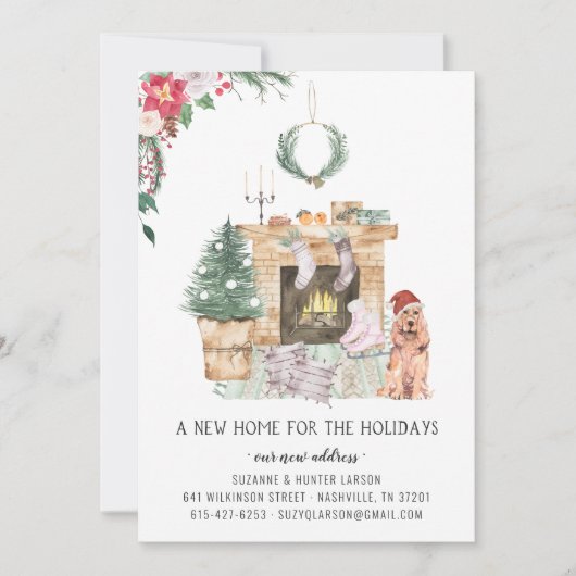 休日の新しい家の引越し発表 案内状 (正面)