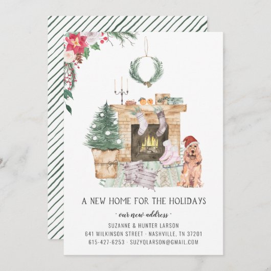 休日の新しい家の引越し発表 案内状 (正面/裏面)