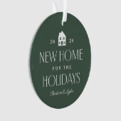 休日の新しい家の緑の写真クリスマス オーナメント (正面)