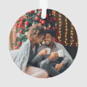 休日の新しい家の緑の写真クリスマス オーナメント (裏面)