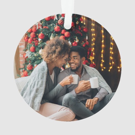 休日の新しい家の緑の写真クリスマス オーナメント (裏面)