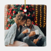 休日の新しい家の緑の写真クリスマス セラミックオーナメント (裏面)