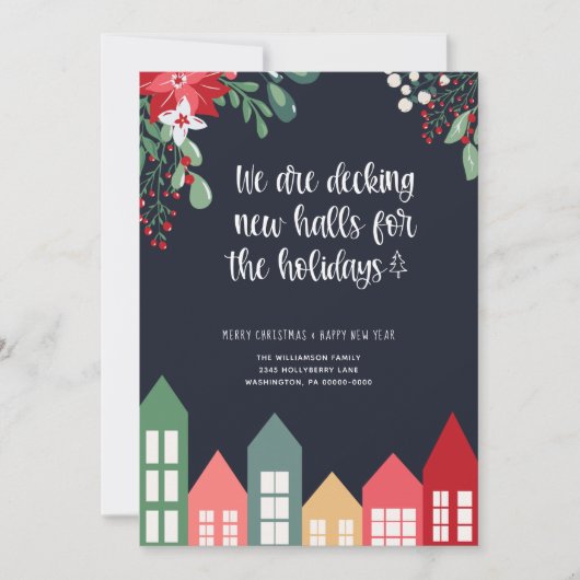 休日の新しい家への引越し発表 招待状 (正面)