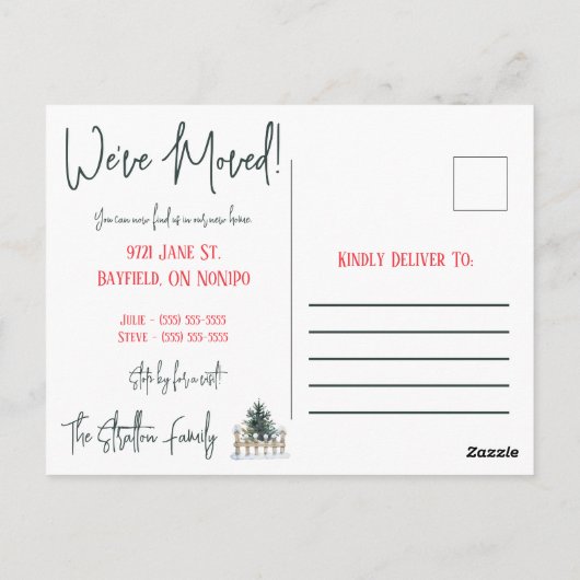 休日の新しい家、コテージ移動 ポストカード (裏面)