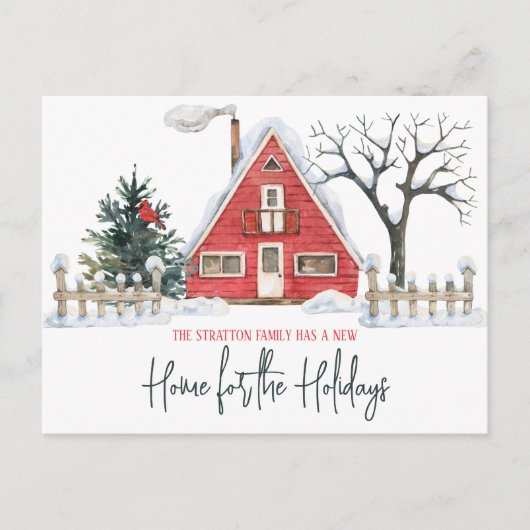 休日の新しい家、コテージ移動 ポストカード (正面)