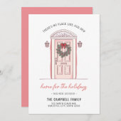 休日の新しい家 | ピンクドモダンアホリデイ 案内状 (正面/裏面)