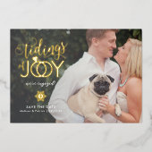 休日の日付を保存婚約クリスマスカード 箔シーズンカード (正面)