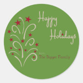 休日の木のギフトのラベル-カスタマイズ ラウンドシール (正面)