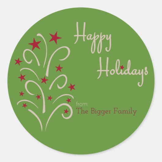 休日の木のギフトのラベル-カスタマイズ ラウンドシール (正面)