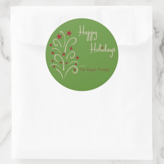 休日の木のギフトのラベル-カスタマイズ ラウンドシール (バッグ)