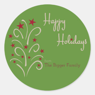 休日の木のギフトのラベル-カスタマイズ ラウンドシール