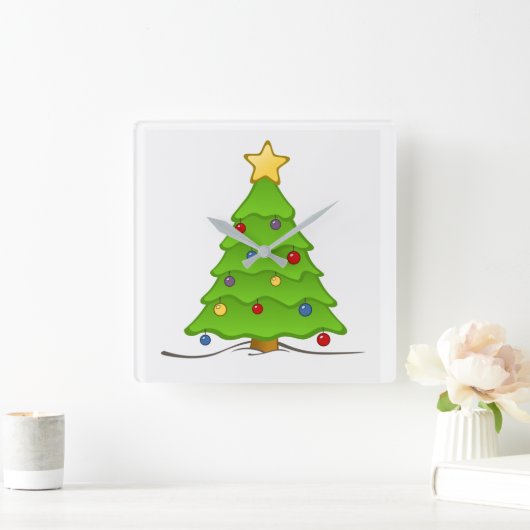 **休日の木をライトアップ**四角い壁時計 スクエア壁時計 (ホーム)