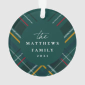 休日の格子枠の家族の写真グリーンクリスマス オーナメント (裏面)