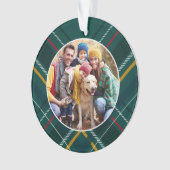休日の格子枠の家族の写真グリーンクリスマス オーナメント (正面)