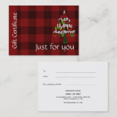 休日の格子縞のメリークリスマスのギフト券 割引カード (正面/裏面)