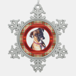 休日の格子縞の写真の雪片のオーナメント スノーフレークピューターオーナメント