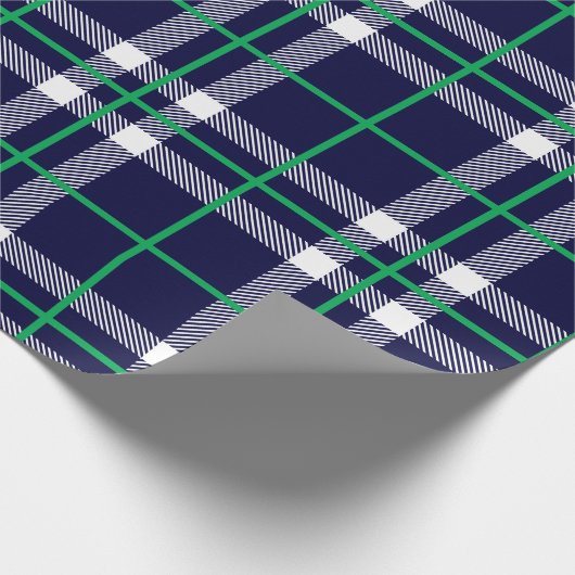 休日の格子縞の包装紙海軍 ラッピングペーパー (角)