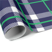 休日の格子縞の包装紙海軍 ラッピングペーパー (ロールコーナー)