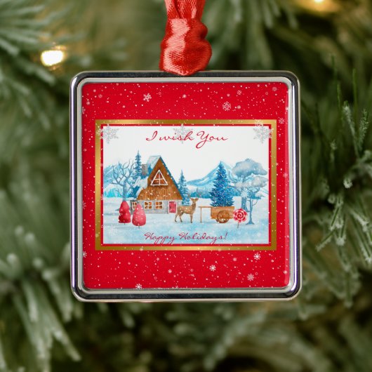 休日の横カスタマイズ景 メタルオーナメント (ツリー)