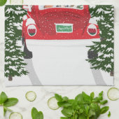 休日の歌で車 キッチンタオル (折り畳み)