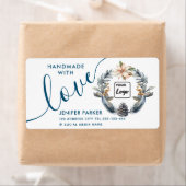 休日の水の色ポインセチア愛で手作り ラベル (インサイチュ)