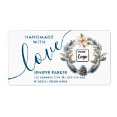 休日の水の色ポインセチア愛で手作り ラベル (正面)