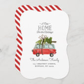 休日の水彩画車のための新しい家 シーズンカード (正面/裏面)