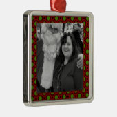 休日の水玉模様の正方形の写真フレーム メタルオーナメント (右)