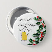 休日の泡立てビールガおもしろいラス 缶バッジ (正面&裏面)