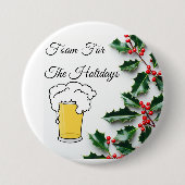 休日の泡立てビールガおもしろいラス 缶バッジ (正面)