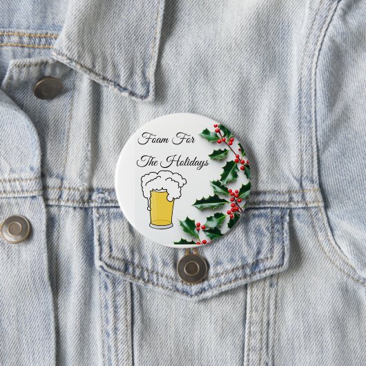 休日の泡立てビールガおもしろいラス 缶バッジ (インサイチュ)