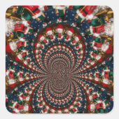 休日の渦巻き旋回:レトロクリスマスアート文房具セット スクエアシール (正面)