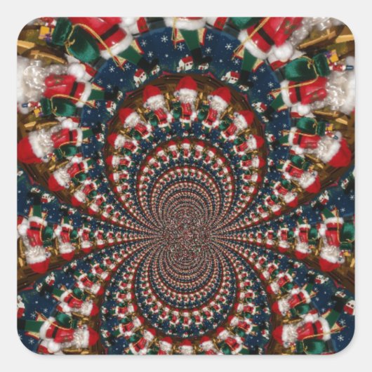 休日の渦巻き旋回:レトロクリスマスアート文房具セット スクエアシール (正面)