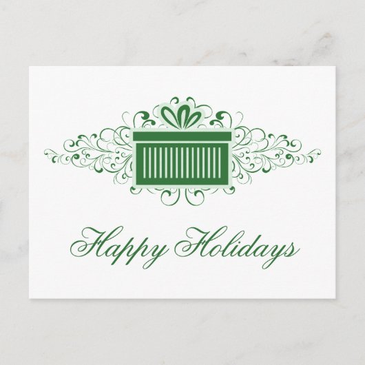 休日の渦巻き状の現在のクリスマスポストカード、緑 シーズンポストカード (正面)