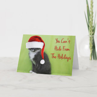 休日の猫クリスマスカードから隠れる シーズンカード