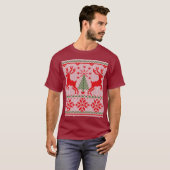 休日の白いニットのスタイルのセーターのシカ Tシャツ (正面フル)