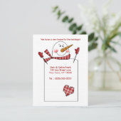 休日の移動カードの住所変更雪だるま シーズンカード (スタンド正面)