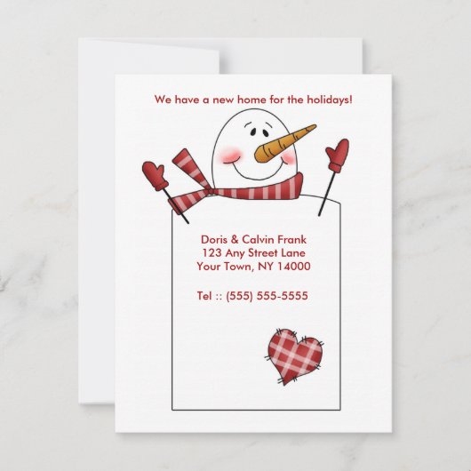 休日の移動カードの住所変更雪だるま シーズンカード (正面)