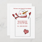 休日の移動カードの住所変更雪だるま シーズンカード (正面/裏面)