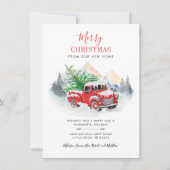 休日の移動レッドトラックの新しいアドレスのお知らせ ノートカード (正面)