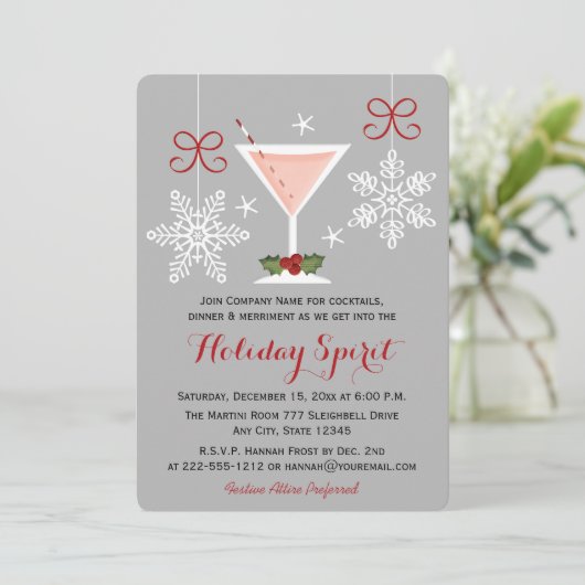 休日の精神のピンクのマルティーニの企業のなパーティー 招待状 (スタンド正面)