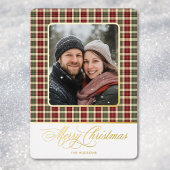 休日の素朴格子模様の写真メリークリスマスフォイル 箔シーズンカード