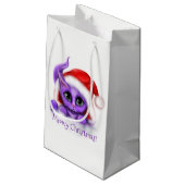 休日の紫色の子猫のMeowyのクリスマス スモールペーパーバッグ (裏面アングル)