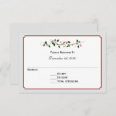 休日の結婚式RSVP返信または返信カード 出欠カード (正面/裏面)