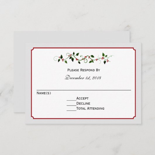 休日の結婚式RSVP返信または返信カード 出欠カード (正面/裏面)