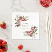 休日の緑のポインセチアのクリスマスパーティー スタンダードカクテルナプキン (インサイチュ)