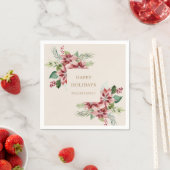 休日の緑のポインセチアのクリスマスパーティー スタンダードカクテルナプキン (インサイチュ)