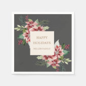 休日の緑のポインセチアのクリスマスパーティー スタンダードカクテルナプキン (正面)