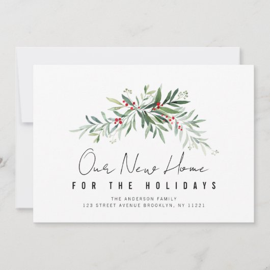 休日の緑の動くアナウンスメントカード シーズンカード (正面)