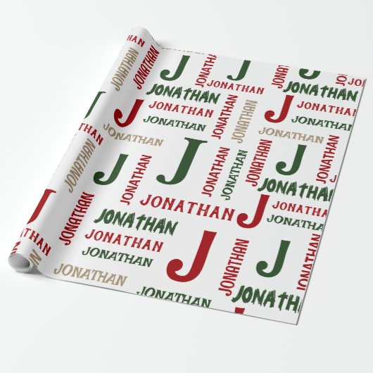 休日の繰り返し名パーソナライズされた ラッピングペーパー (アンロールド)